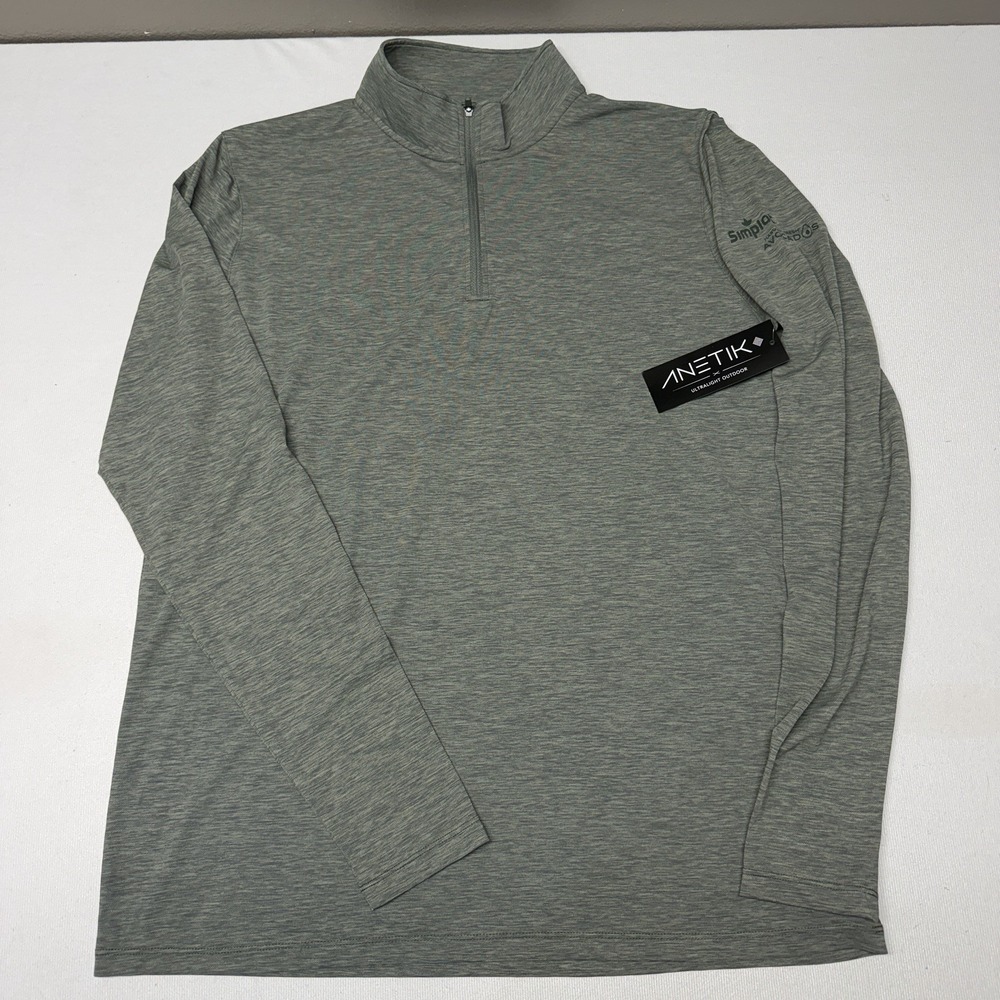 Anetik Men's 1/4 Quarter Zip Pullover Green Simplot Logo UPF 30+ NWT New Active